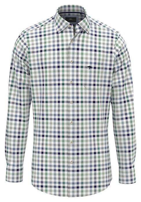 Fynch-Hatton Classic Combi Check Button Down Overhemd Grasgroen