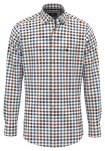 Fynch-Hatton Classic Combi Check Button Down Shirt Rust-Multi