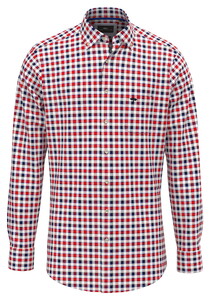 Fynch-Hatton Classic Combi Check Overhemd Poppy Red