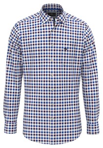 Fynch-Hatton Classic Combi Check Overhemd Strong Blue
