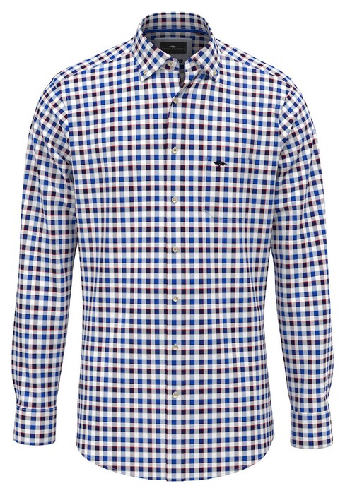 Fynch-Hatton Classic Combi Check Overhemd Strong Blue