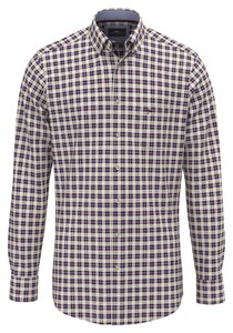 Fynch-Hatton Classic Poplin Check Button-Down Overhemd Deep Merlot