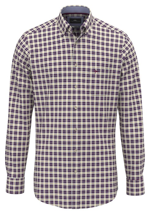 Fynch-Hatton Classic Poplin Check Button-Down Overhemd Deep Merlot