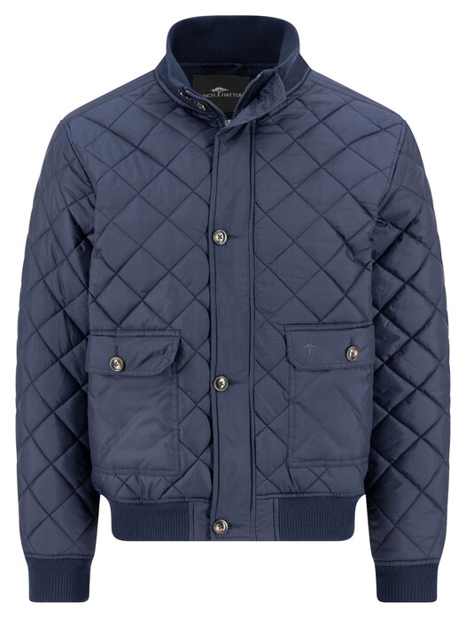 Fynch-Hatton Classic Quilted Diamond Check Blouson Dark Navy