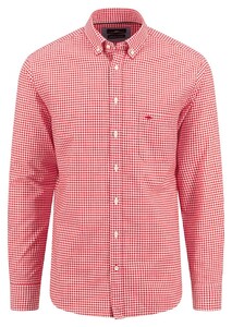 Fynch-Hatton Classic Vichy Check Button-Down Overhemd Poppy Red