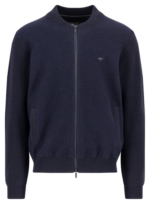 Fynch-Hatton College Collar Boiled Wool Blend Two-Way Zip Vest Navy