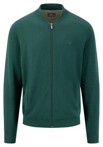 Fynch-Hatton College Collar Cardigan Zip Fine Knit Vest Dark Emerald