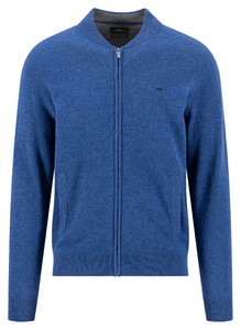 Fynch-Hatton College Collar Full Zip Merino Cashmere Cardigan Ink Blue