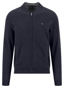 Fynch-Hatton College Collar Full Zip Merino Cashmere Cardigan Navy