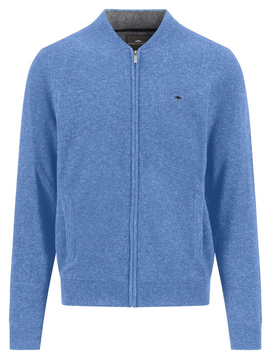Fynch-Hatton College Collar Mélange Merino Cashmere Cardigan Crystal Blue