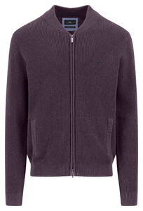 Fynch-Hatton College Collar Solid Color Structure Supersoft Cotton Vest Aubergine