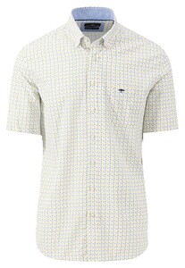 Fynch-Hatton Colored Mini Multi Leaves Button Down Overhemd Bladgroen
