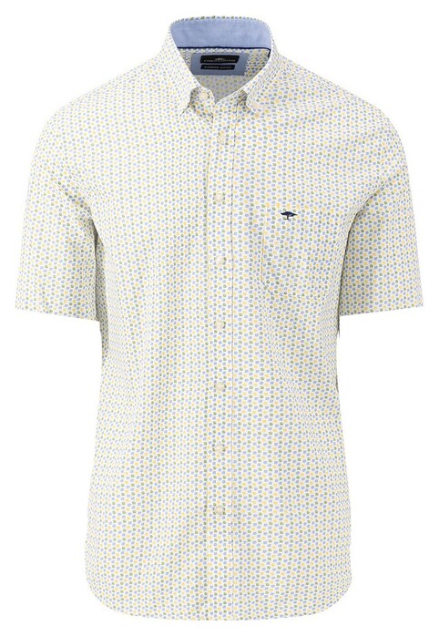 Fynch-Hatton Colored Mini Multi Leaves Button Down Overhemd Bladgroen