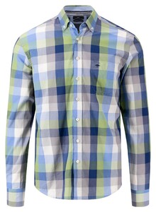 Fynch-Hatton Colorful Check Button Down Overhemd Bladgroen