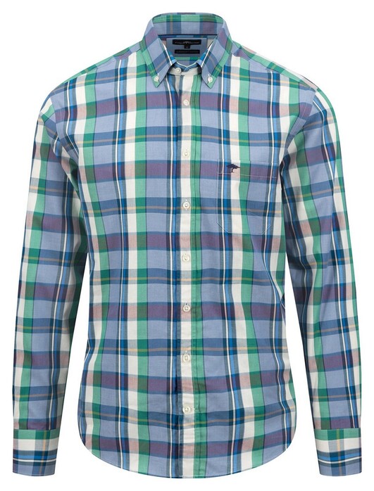 Fynch-Hatton Colorful Check Button Down Overhemd Grasgroen