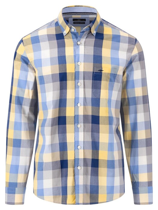 Fynch-Hatton Colorful Check Button Down Overhemd Pineapple