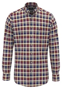 Fynch-Hatton Colorful Check Washed Oxford Overhemd Deep Merlot-Blue