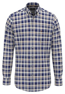 Fynch-Hatton Colorful Check Washed Oxford Overhemd Misty Blue-Blue
