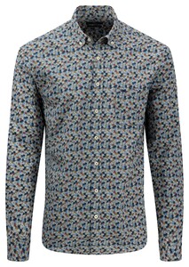 Fynch-Hatton Colorful Fantasy Mini Fantasy Leaves Pattern Overhemd Sage Green-Multi