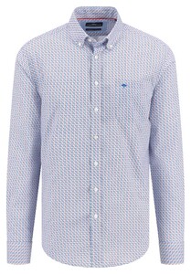 Fynch-Hatton Colorful Fantasy Square Stripe Button-Down Overhemd Poppy Red