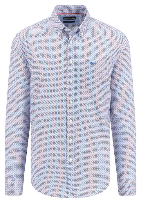 Fynch-Hatton Colorful Fantasy Square Stripe Button-Down Overhemd Poppy Red