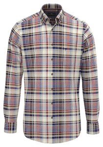Fynch-Hatton Colorful Flannel Multi Check Overhemd Garnet Red-Multi