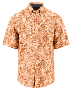 Fynch-Hatton Colorful Linnen Leaves Pattern Overhemd Tangerine