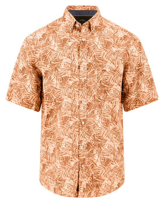 Fynch-Hatton Colorful Linnen Leaves Pattern Overhemd Tangerine