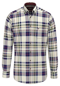 Fynch-Hatton Colorful Multi Check Button-Down Overhemd Deep Merlot-Multi