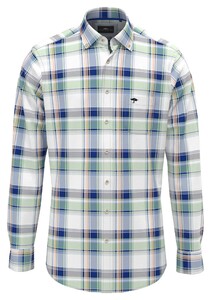 Fynch-Hatton Colorful Multi Check Button-Down Overhemd Strong Blue-Green