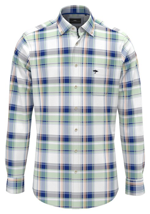 Fynch-Hatton Colorful Multi Check Button-Down Overhemd Strong Blue-Green