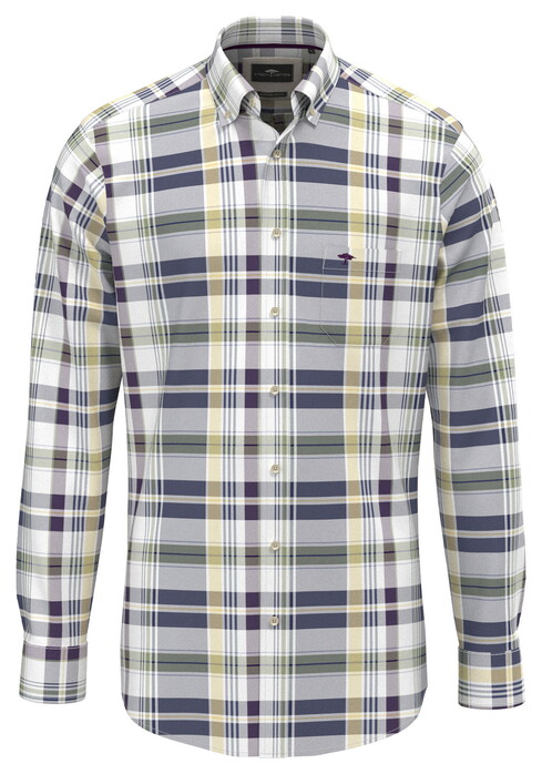 Fynch-Hatton Colorful Multi Check Superfine Cotton Overhemd Aubergine