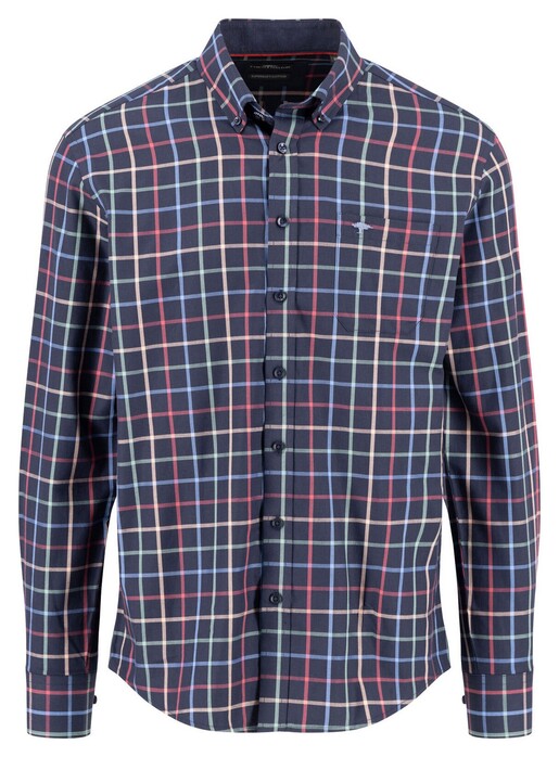 Fynch-Hatton Colorful Multi Check Twill Button-Down Overhemd Berry-Multi