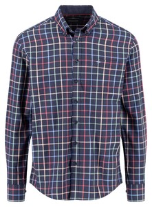 Fynch-Hatton Colorful Multi Check Twill Button-Down Shirt Berry-Multi