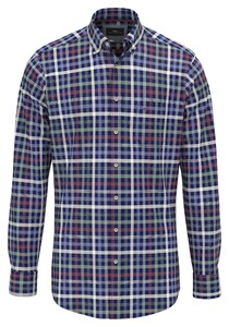 Fynch-Hatton Colorful Poplin Check Button-Down Overhemd Berry-Multi