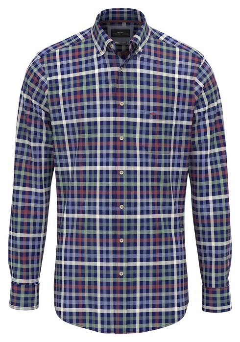 Fynch-Hatton Colorful Poplin Check Button-Down Overhemd Berry-Multi