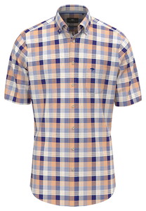 Fynch-Hatton Colorful Slub Cotton Check Pattern Button-Down Overhemd Tangerine
