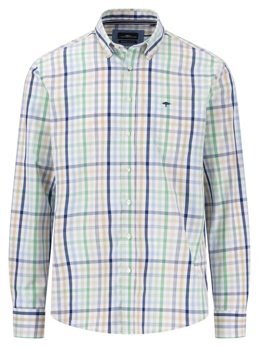 Fynch-Hatton Combi Check Button-Down Overhemd Turf Green