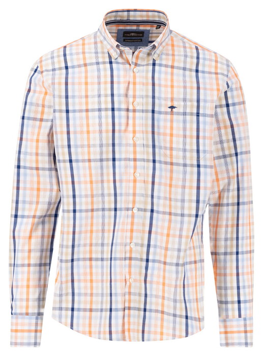 Fynch-Hatton Combi Check Button-Down Shirt Sunny Orange