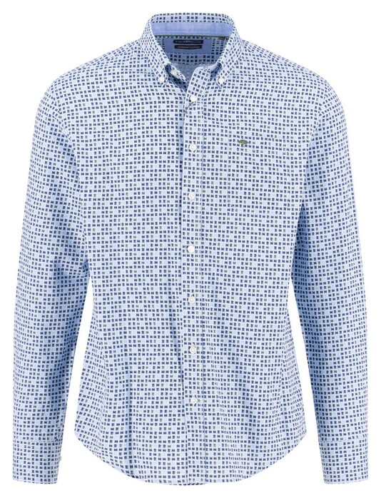 Fynch-Hatton Combi Pattern Button-Down Overhemd Dark Leaf-Blue