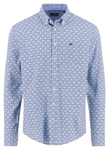 Fynch-Hatton Combi Pattern Button-Down Overhemd Deep Merlot-Blue