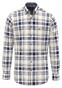Fynch-Hatton Cotton Check Button-Down Overhemd Misty Blue-Brown-White