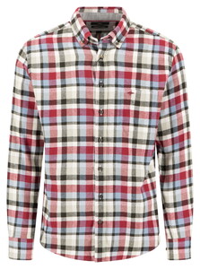 Fynch-Hatton Cotton Flanel Check Button-Down Overhemd Brick-Blue