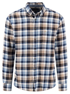 Fynch-Hatton Cotton Flanel Check Button-Down Overhemd Tobacco-Blue