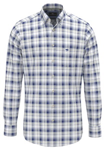 Fynch-Hatton Cotton Poplin 3D Multi Check Overhemd Harbor Blue