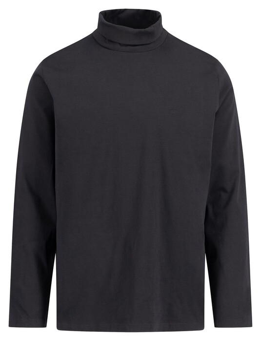 Fynch-Hatton Cotton Rollneck Interlock Long Sleeve T-Shirt Black
