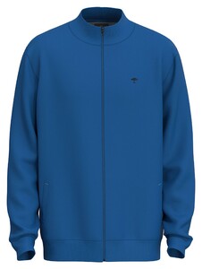 Fynch-Hatton Cotton Sweat Zip Uni Color Cardigan Strong Blue