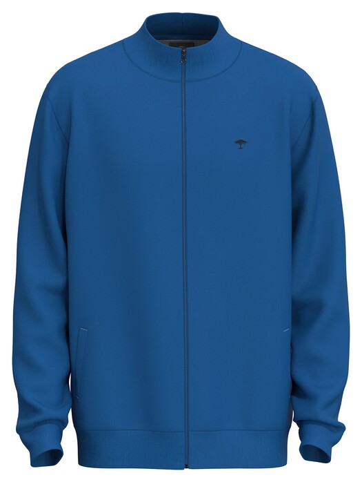 Fynch-Hatton Cotton Sweat Zip Uni Color Vest Strong Blue