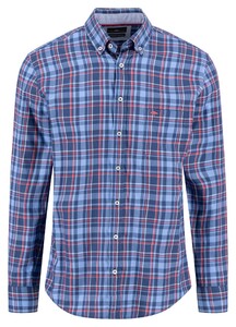 Fynch-Hatton Cotton Twill Check Overhemd Berry-Blue