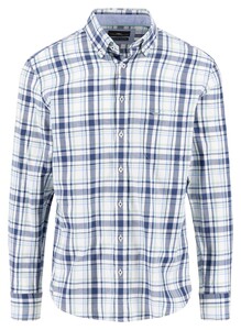 Fynch-Hatton Cotton Twill Check Overhemd Fern-Blue